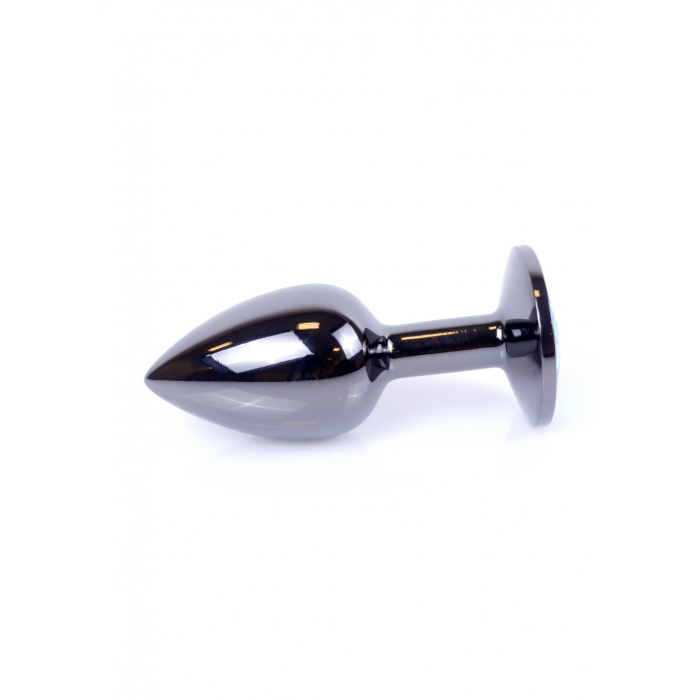 Анальна пробка з каменем Plug-Jewellery Dark Silver PLUG-Pink розмір S