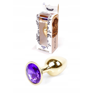Анальна пробка з каменем Plug-Jewellery Gold PLUG-Purple розмір S