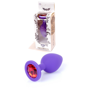 Анальная пробка с камнем Plug-Jewellery Purple Silicon PLUG Medium- Red Diamond размер М