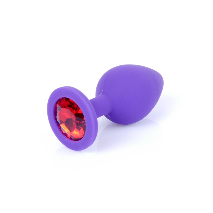 Анальная пробка с камнем Plug-Jewellery Purple Silicon PLUG Medium- Red Diamond размер М