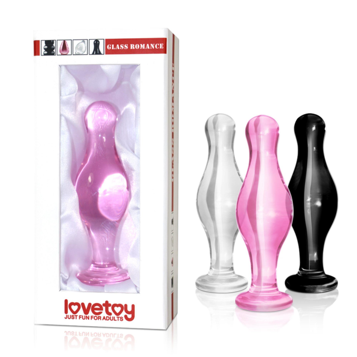 Скляний Анальний затор 4,5" Glass Romance Pink