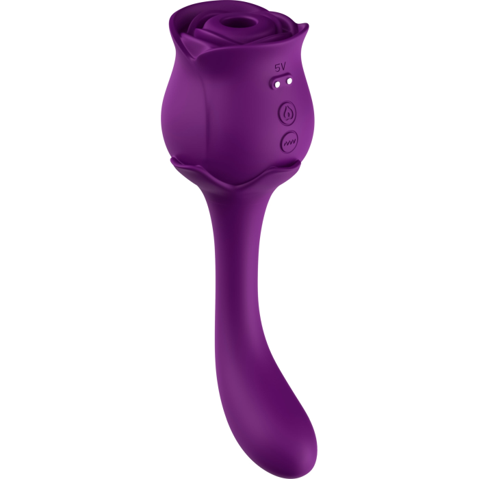 Подвійний вібратор з вакуумною стимуляцією Stymulator- ROSE S-E05 purple