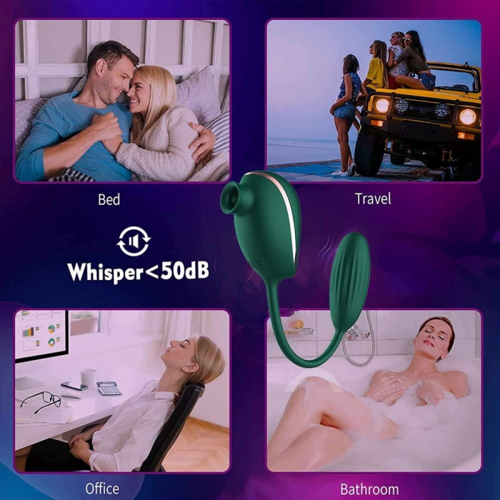 Вакуумний стимулятор із віброяйцем High End Suction Love Egg GREEN
