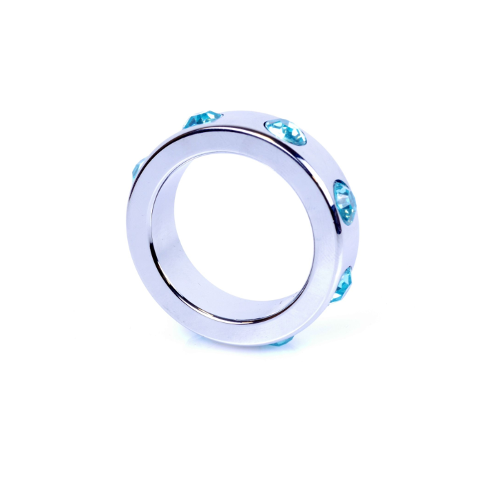 Ерекційне кільце Boss Series Metal Cock Ring with Light Blue Diamonds Medium