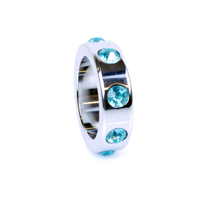 Ерекційне кільце Boss Series Metal Cock Ring with Light Blue Diamonds Medium