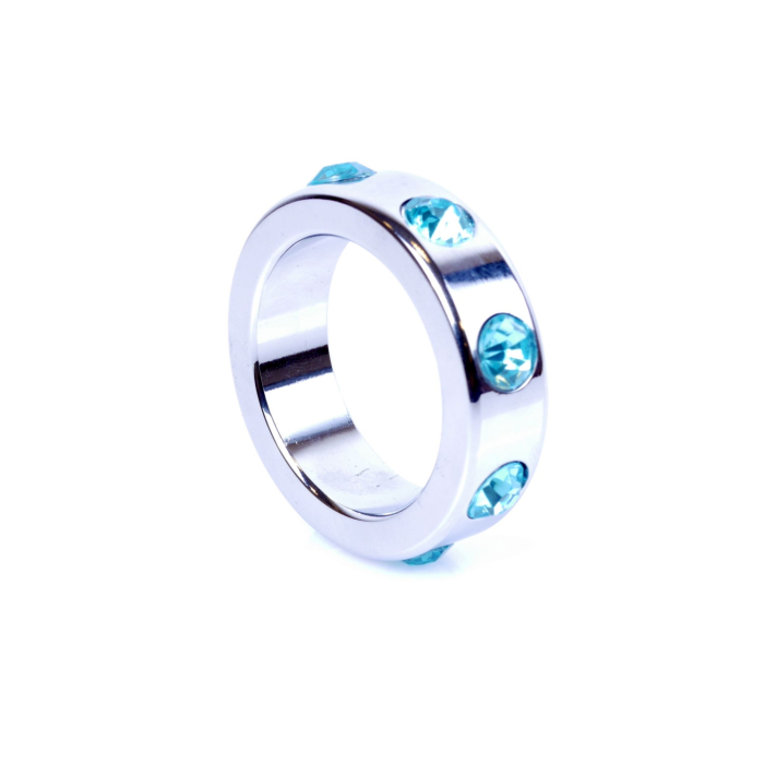 Ерекційне кільце Boss Series Metal Cock Ring with Light Blue Diamonds Medium