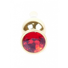 Анальний корок з червоним каменем Plug-Jewellery Gold BUTT PLUG- Red