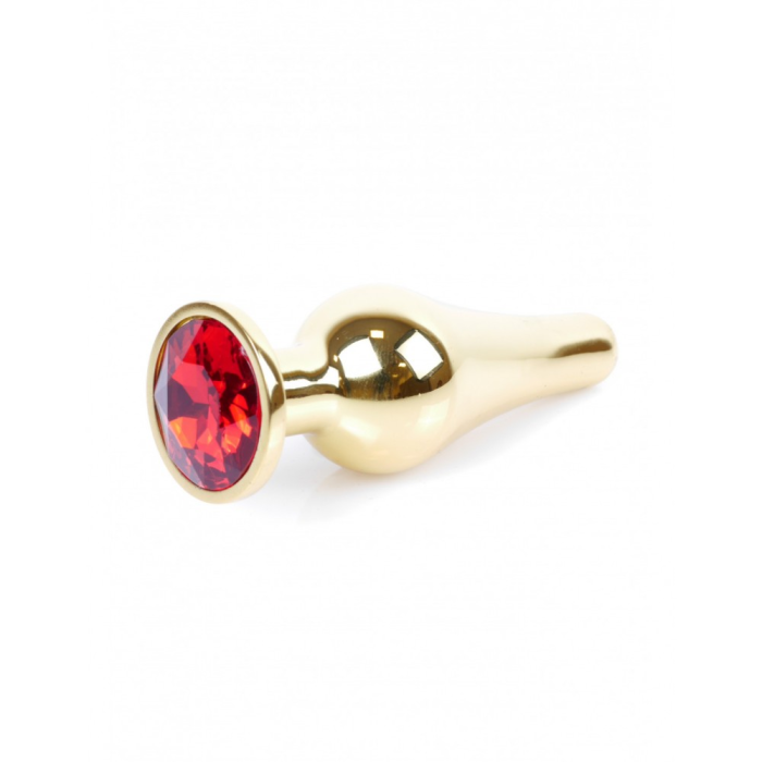 Анальний корок з червоним каменем Plug-Jewellery Gold BUTT PLUG- Red
