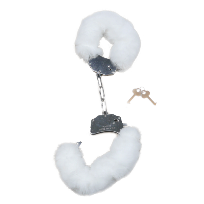 Наручники білий метал з хутром plush handcuffs