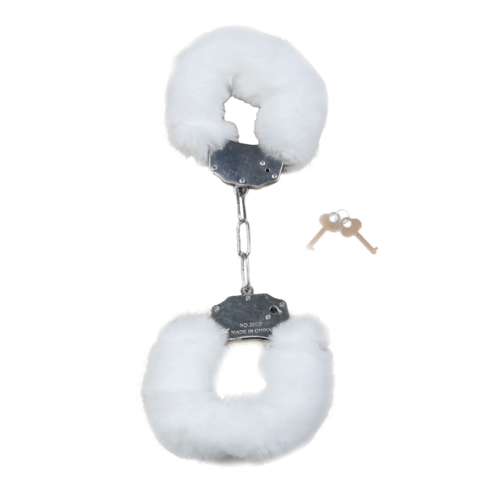 Наручники білий метал з хутром plush handcuffs