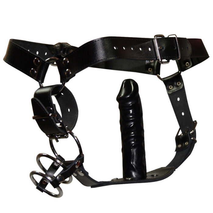 Труси-портупея БДСМ ZADO FETISH з ерекційними кільцями та вбудованим анальним фалоімітатором, S/M