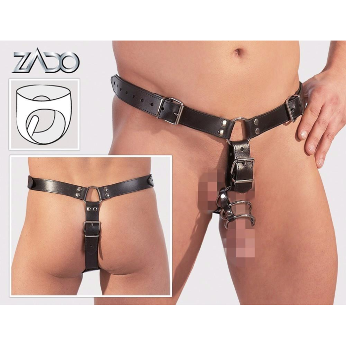 Труси-портупея БДСМ ZADO FETISH з ерекційними кільцями та вбудованим анальним фалоімітатором, S/M