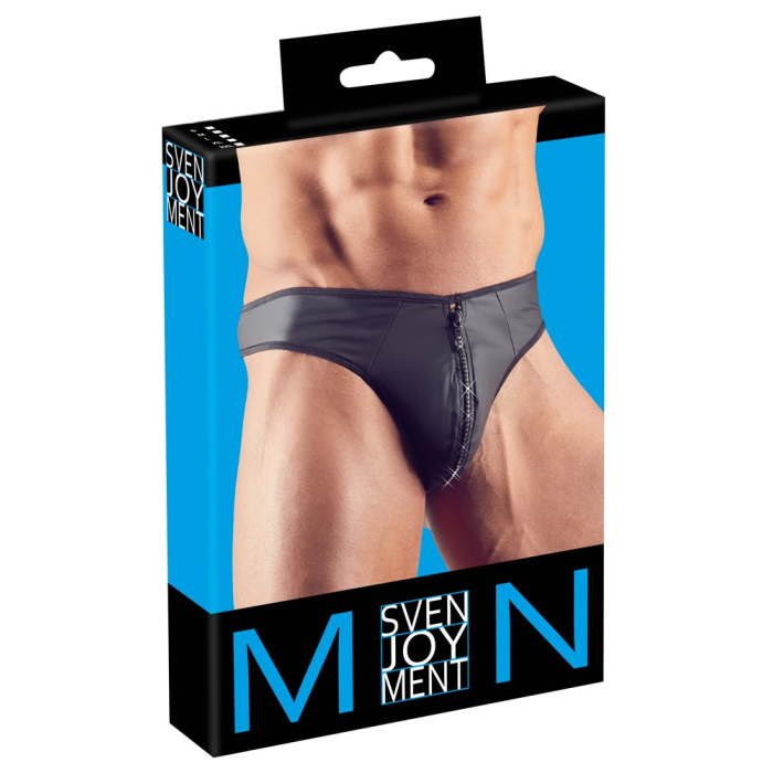 Чоловічі стрінги зі стразами по блискавці Sven Joy Ment Men's String, чорний, L