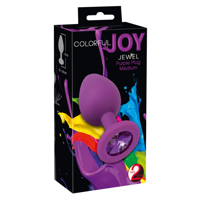 Анальна силіконова пробка з каменем You2Toys Colorful Joy Jewel, фіолетова, Medium