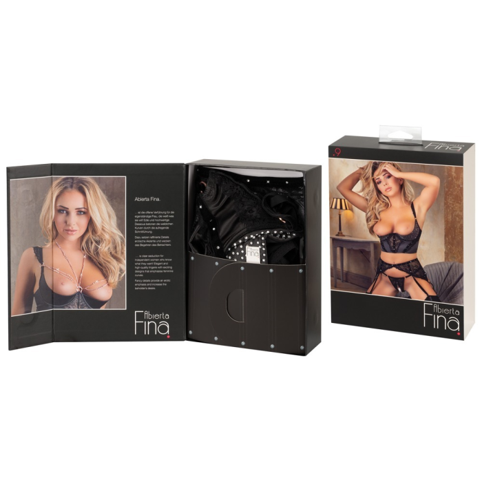 Комплект білизни із трьох предметів із мережива та оксамиту Shelf Bra Set 85B/L