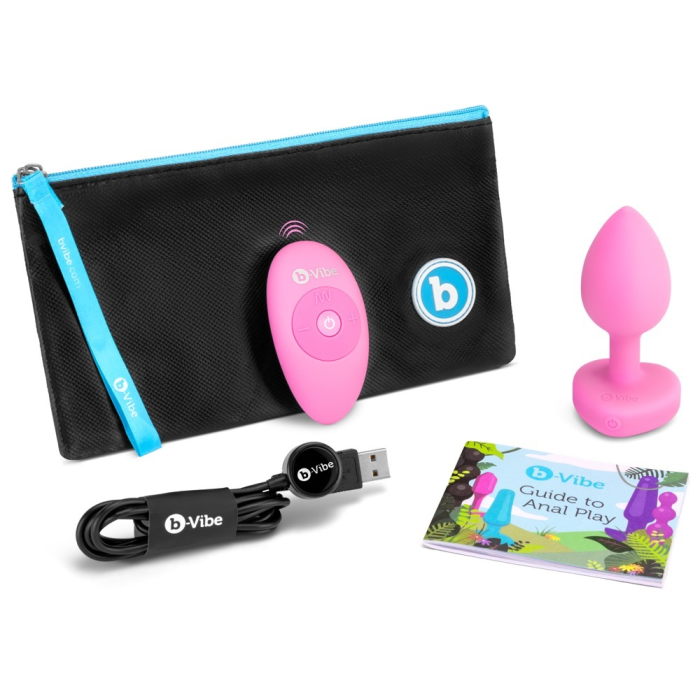 Анальна пробка з вібрацією та пультом керування B-Vibe Vibrating Heart Plug S/M Pink