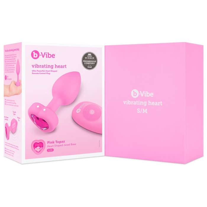 Анальна пробка з вібрацією та пультом керування B-Vibe Vibrating Heart Plug S/M Pink