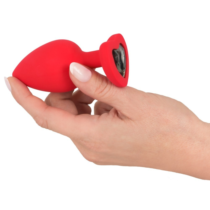 Анальна пробка з кристалом у вигляді серця You2Toys, червона