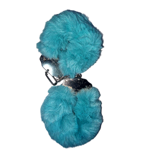 Наручники DS Fetish Plush handcuffs, метал з хутром, блакитний