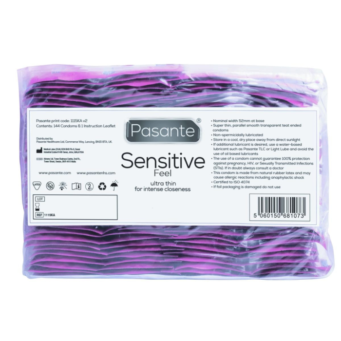Презервативи ультратонкі Pasante Sensitive Feel латексні (ціна за упаковку 144 шт.)