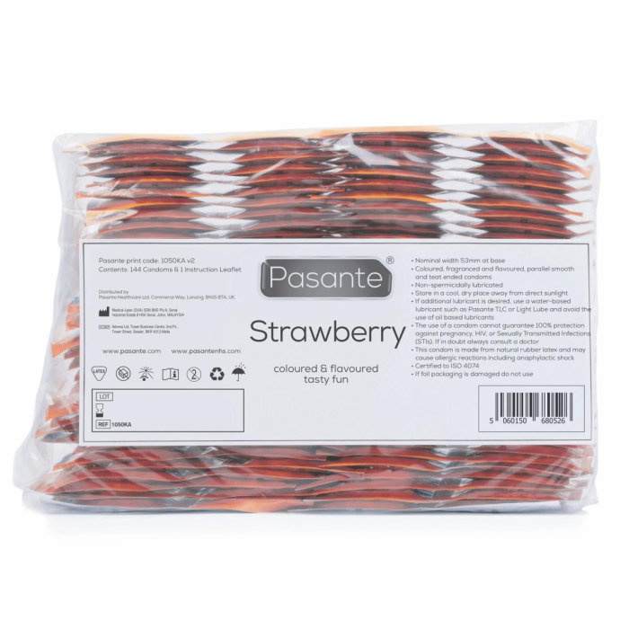 Презервативи оральні Pasante Strawberry Crush зі смаком полуниці (ціна за упаковку, 144 шт.)