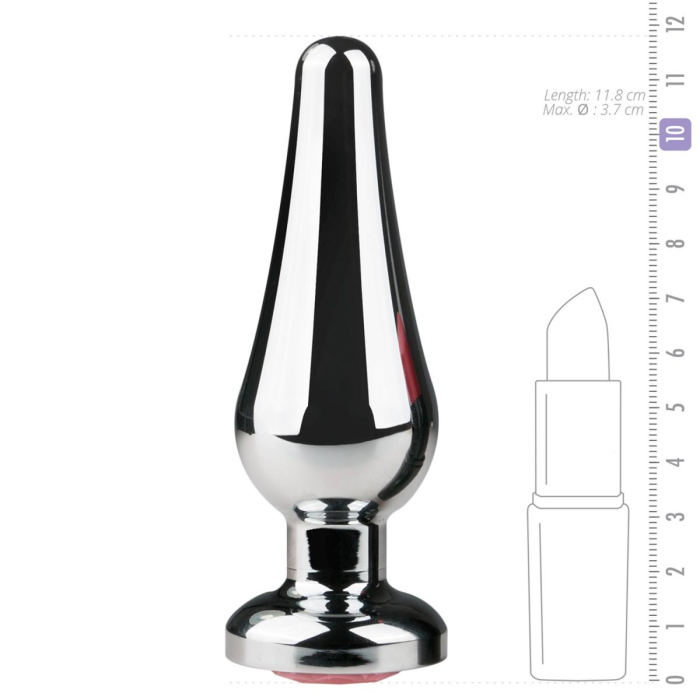 Анальний затор Easytoys з каменем Metal Butt Plug No. 11 - Silver/Pink