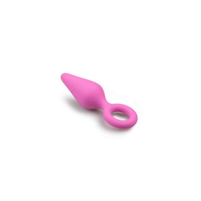 Анальна пробка зі стоппером-кільцем Easytoys, силіконова, рожева, 12 х 3.5 см