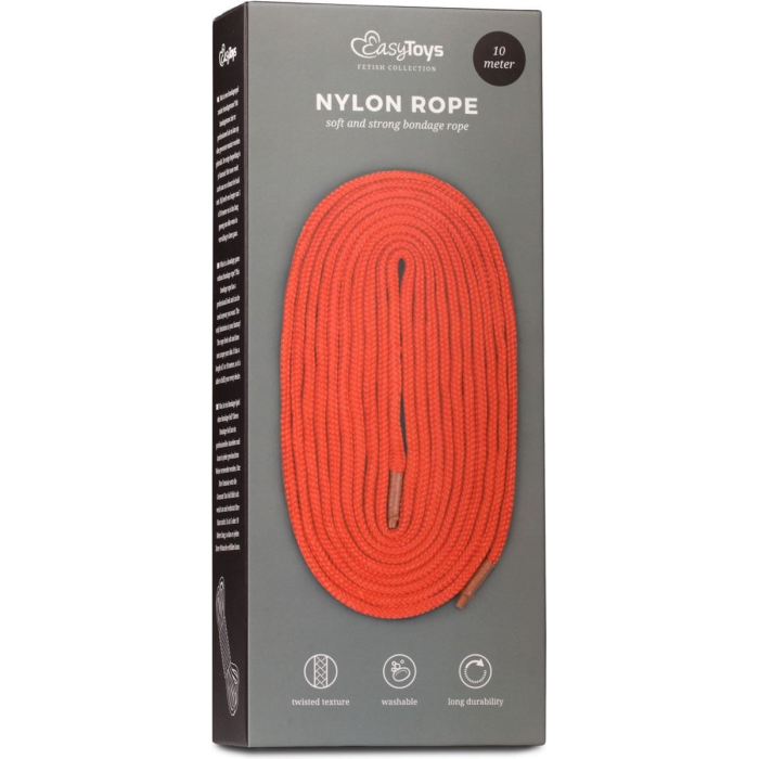 Бондажна мотузка Easytoys, нейлонова, червона, 10 м
