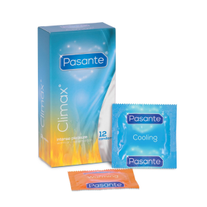 Презервативи ребристі Pasante Climax Condoms охолоджувальні та зігрівальні (ціна за упаковку, 12 шт)