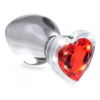 Анальна пробка зі стразом Red Heart Glass Anal Plug With Gem скляна, Medium