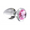 Анальна пробка зі стразом Pink Gem Glass Anal Plug With Gem скляна, Small