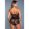 Мереживний комплект Fleur Cami топ та шортики чорний, S/M