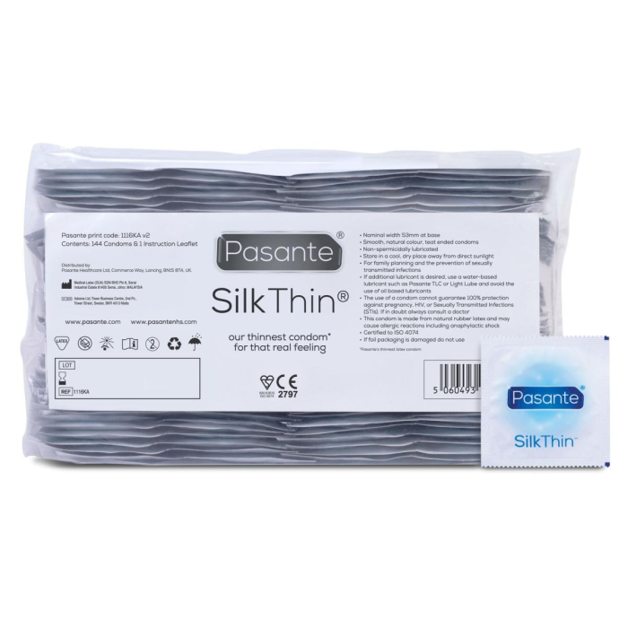 Презервативи ультратонкі Pasante Silk Thin латексні (ціна за упаковку, 144 шт.)