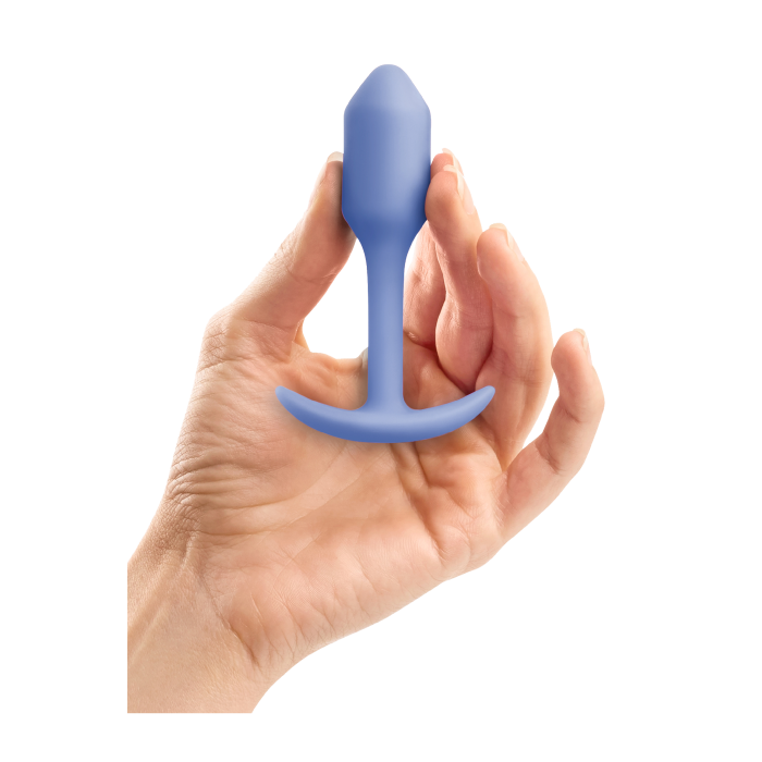Анальна пробка із зміщеним центром ваги, S, B-vibe Snug Plug 1 фіолетова, 8.6 х 2.2 см