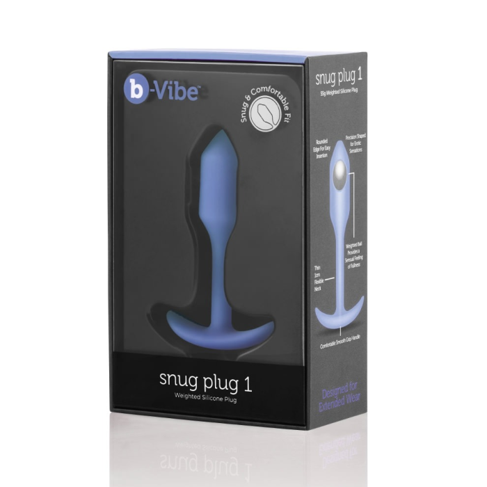 Анальна пробка із зміщеним центром ваги, S, B-vibe Snug Plug 1 фіолетова, 8.6 х 2.2 см
