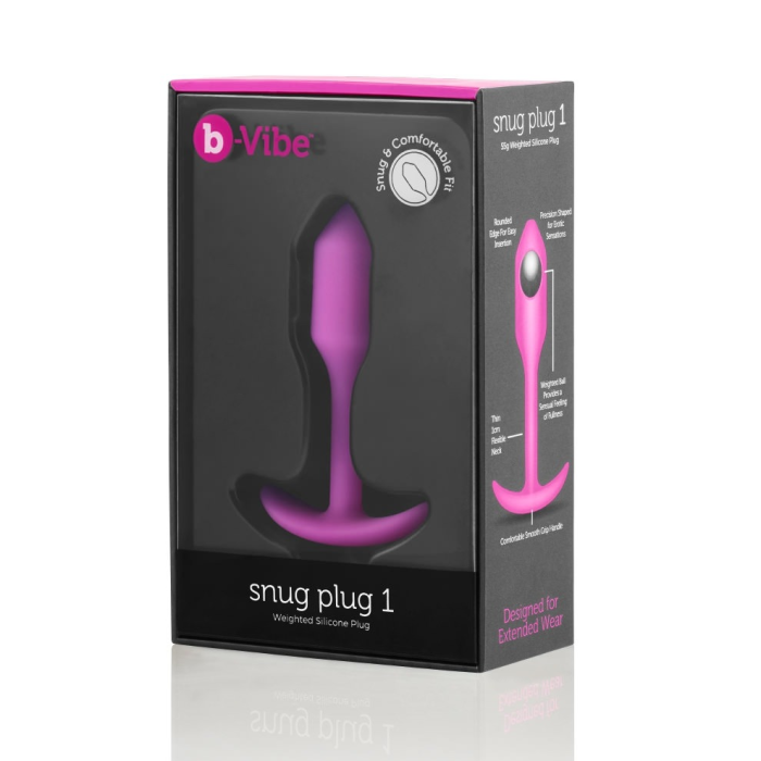 Анальна пробка із зміщеним центром ваги, S, B-vibe Snug Plug 1 рожева, 8.6 х 2.2 см