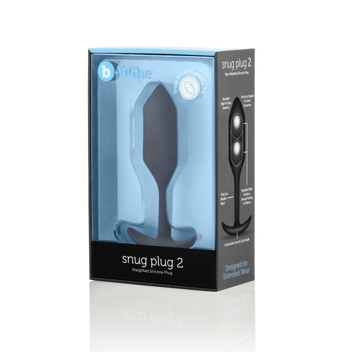 Анальна пробка із зміщеним центром ваги B-Vibe Snug Plug 2, силіконова, чорна