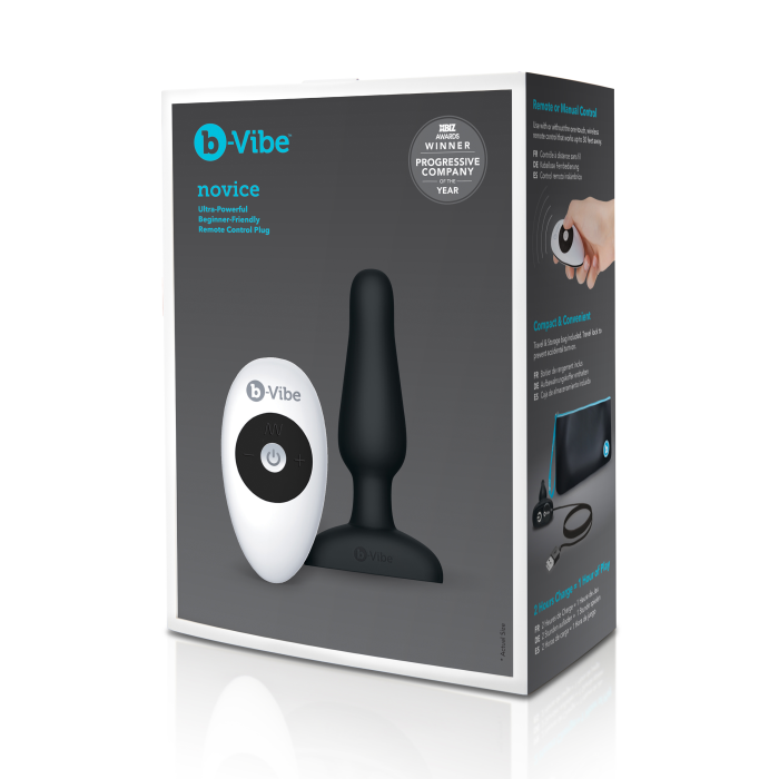 Анальна пробка з вібрацією та пультом B-Vibe Novice Plug, чорна