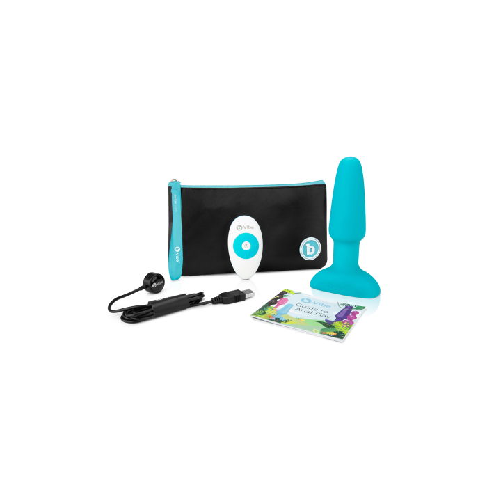 Анальна пробка з вібрацією та імітацією риммінгу b-Vibe Rimming Plug 2, блакитна