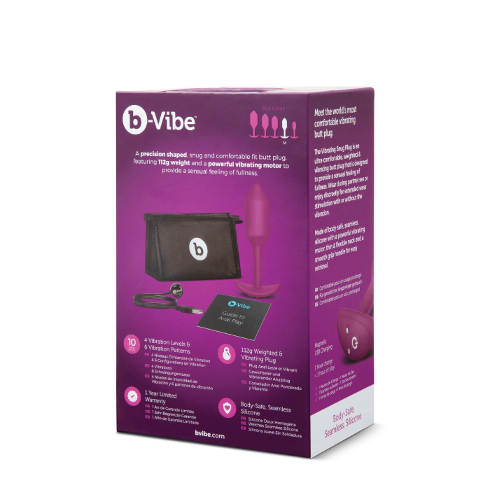 Анальна пробка з вібрацією Snug Plug 2 B-Vibe, силіконова, рожева