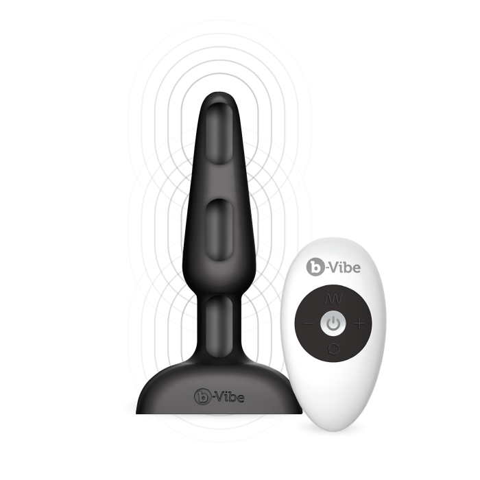 Анальна пробка із 3 моторами B-Vibe - Trio Remote Control Butt, чорна