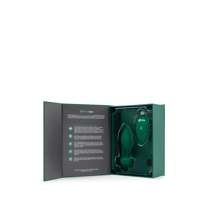 Анальна пробка з вібрацією та пультом B-Vibe - Vibrating Jewel Plug M/L Emerald
