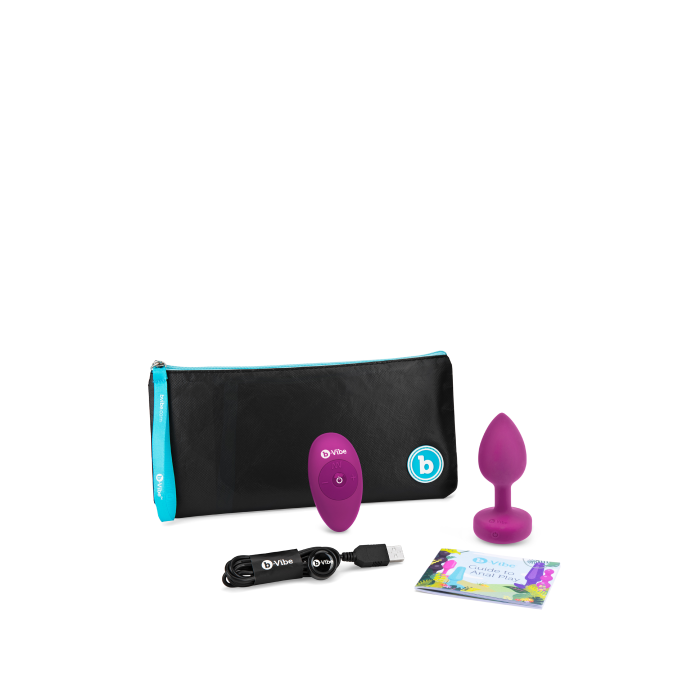Анальна пробка із вібрацією B-Vibe Vibrating Jewel Plug S/M Pink Ruby, силіконова, рожева
