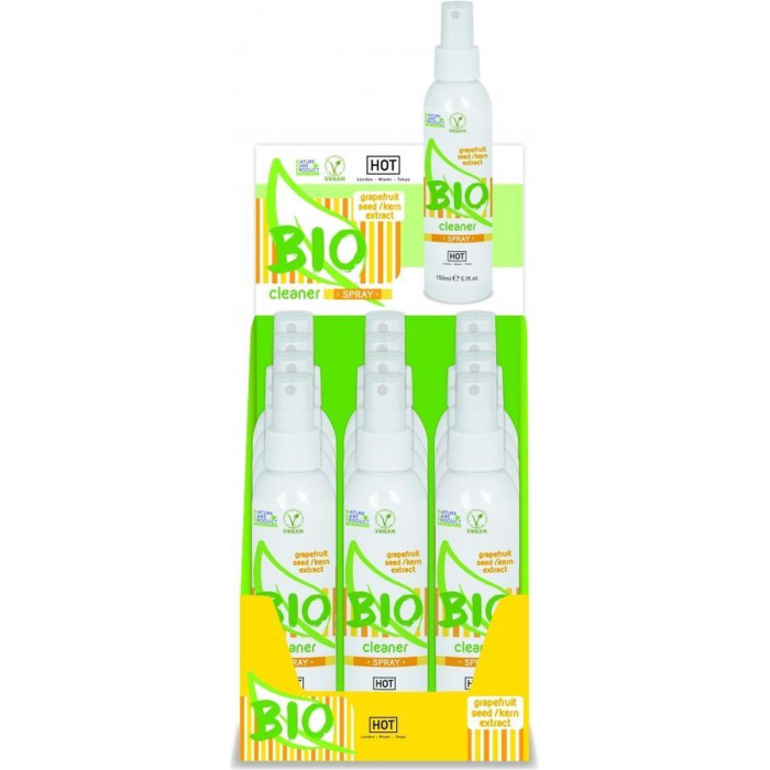 Дисплей із очисником для секс іграшок HOT BIO Cleaner Spray 150 мл (12 шт. у наборі)