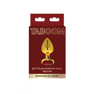 Анальна металева пробка M (Medium) з каменем червоного кольору Butt Plug With Diamond Jewel Taboom