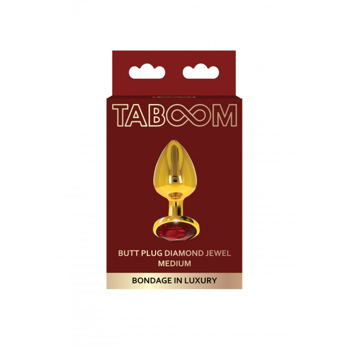 Анальна металева пробка M (Medium) з каменем червоного кольору Butt Plug With Diamond Jewel Taboom