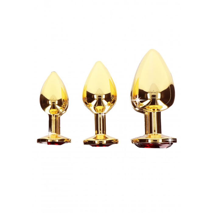 Анальна металева пробка M (Medium) з каменем червоного кольору Butt Plug With Diamond Jewel Taboom