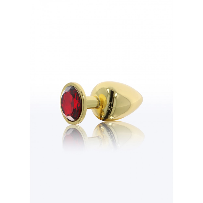 Анальний корок металевий золотистий L Butt Plug With Diamond Jewel Taboom
