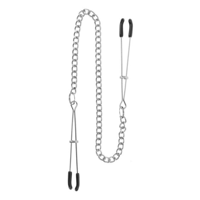 Затискачі на соски з ланцюжком Taboom Nipple Play Tweezers With Chain, сріблясті