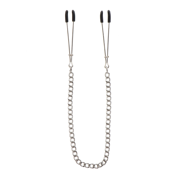 Затискачі на соски з ланцюжком Taboom Nipple Play Tweezers With Chain, сріблясті